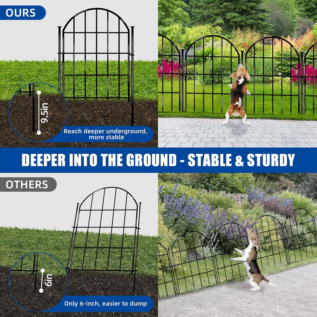 Decorative Garden Fence, 17in X 10.8ft No Dig Fence Panels, Arched Rustproof Metal Garden Fencing Animal Barrier
