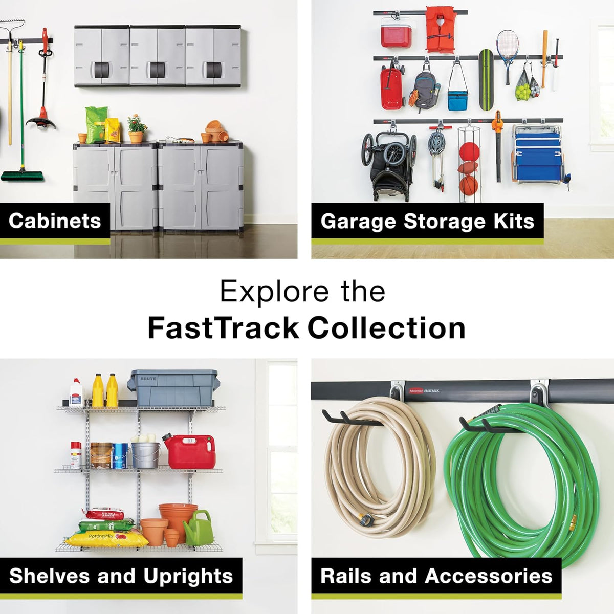 Rubbermaid FastTrack Garage Storage System Tool Hanging Kit, Wall Mount Holder for Garden Lawn Tools/Garage/Home