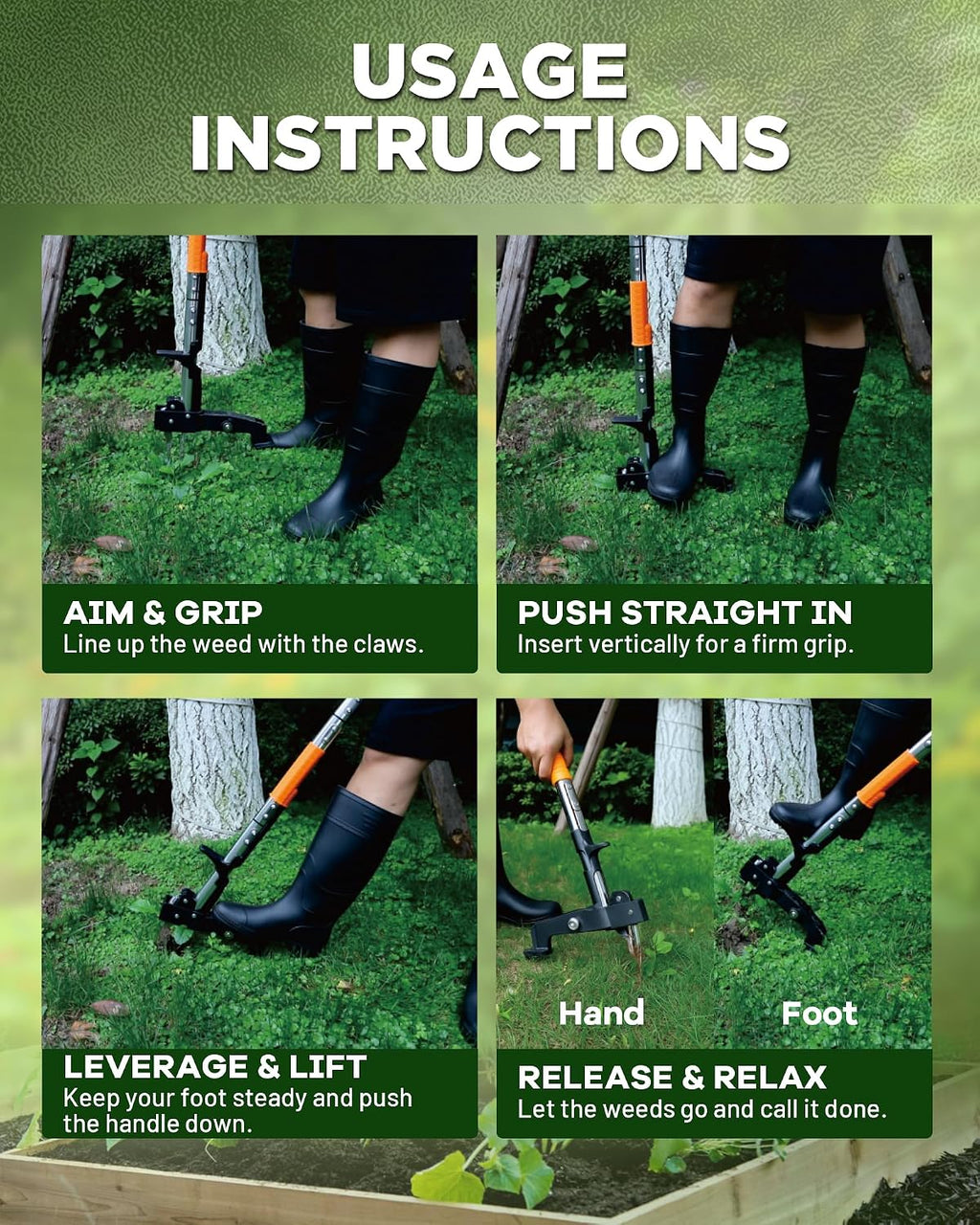 Stand Up Weed Puller Tool with Telescopic Hand Saw - 3-in-1 Long Handle Weed Remover Kit for Weeding, Pruning &