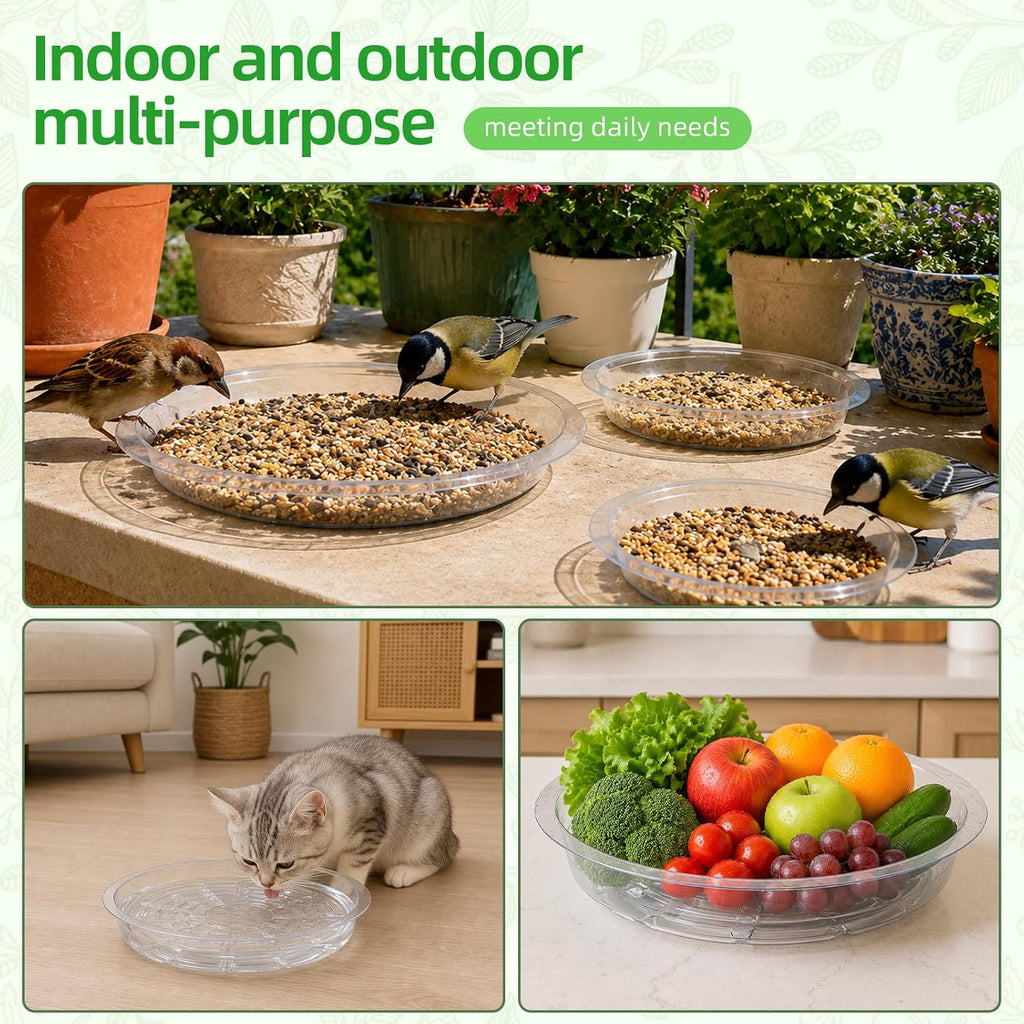 TITE 5 Pack Clear Plant Saucer Heavy Duty Sturdy Drip Trays for Indoor and Outdoor Plants