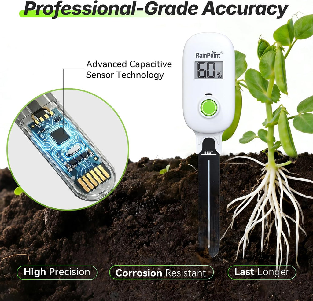 RAINPOINT Smart Digital Wireless Plant Moisture Meter Houseplants Indoor WiFi Hub Kit with Low/High Moisture
