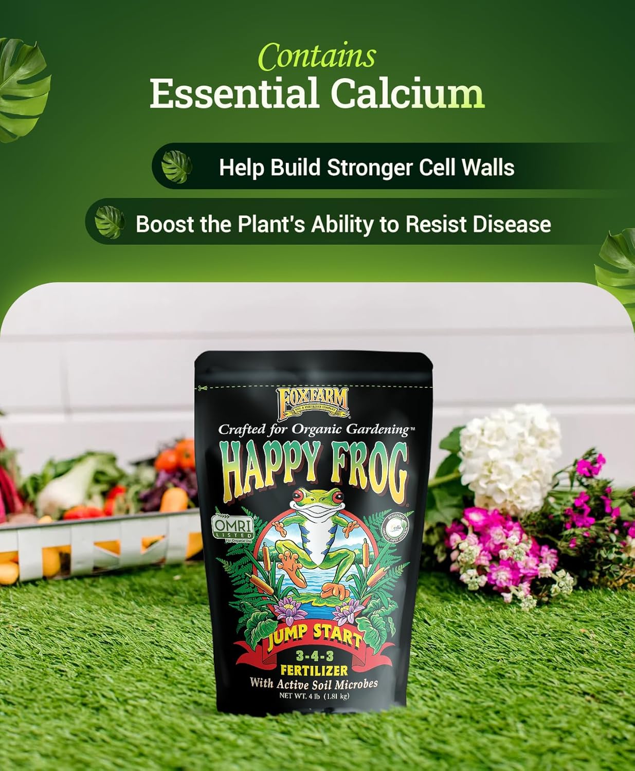 Happy Frog Jump Start Fertilizer - 3-4-3 Blend with Calcium & Mycorrhizal Fungi - Supports Early Growth & Root