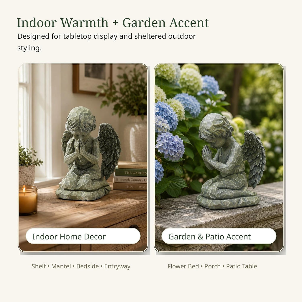 Praying Angel Figurine, 7.3 Inch Resin Angel Statue for Memorial Gifts, Sympathy Gifts, Indoor Home Decor, Garden