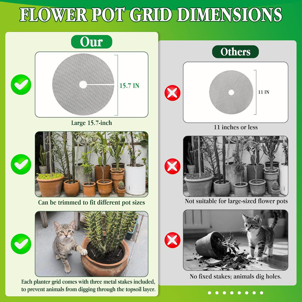 10pc 15.7" Plant Pot Grids Cuttable Plant Pot Soil Covers Protectors from Animals-Indoor Plant Pot Soil Guard for