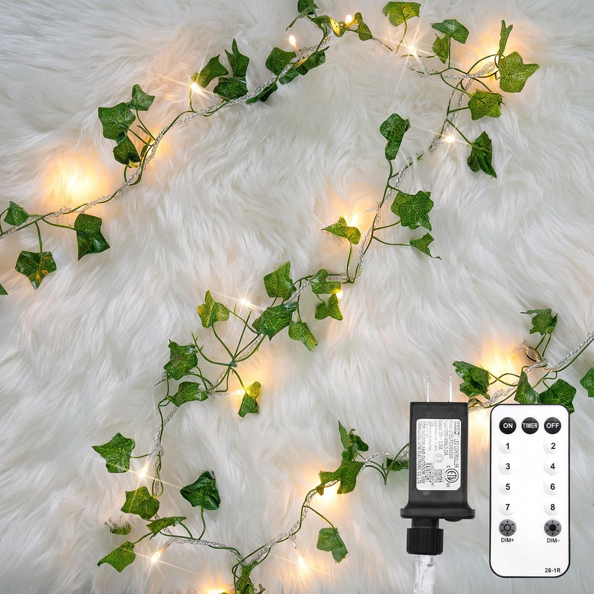 suddus 33FT 100 LED Ivy Vine with Fairy Lights Plug in Clear Wire