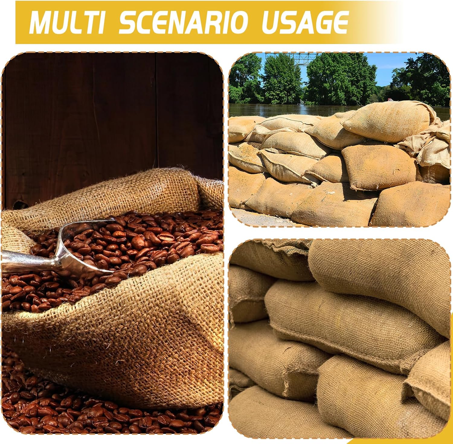 6 Pack Burlap Bags- 19.68" × 29.52" Potato Storage Sacks Natural Jute with Rope, Reusable Potato Onion Bags Strong for