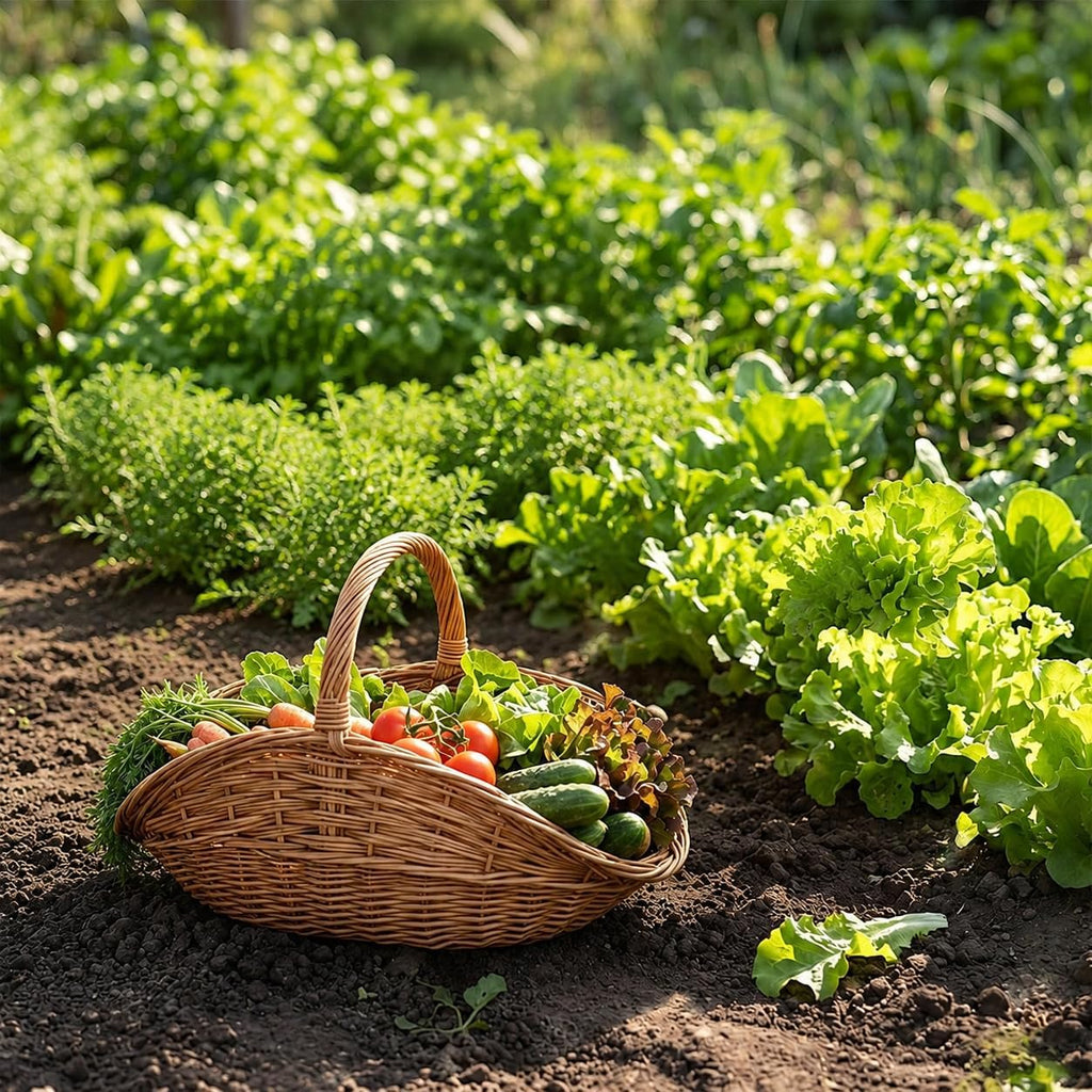 Garden Harvest Basket, Large Wicker Basket with Handle,Natural Woven Willow Storage and Picnic Baskets for Easter