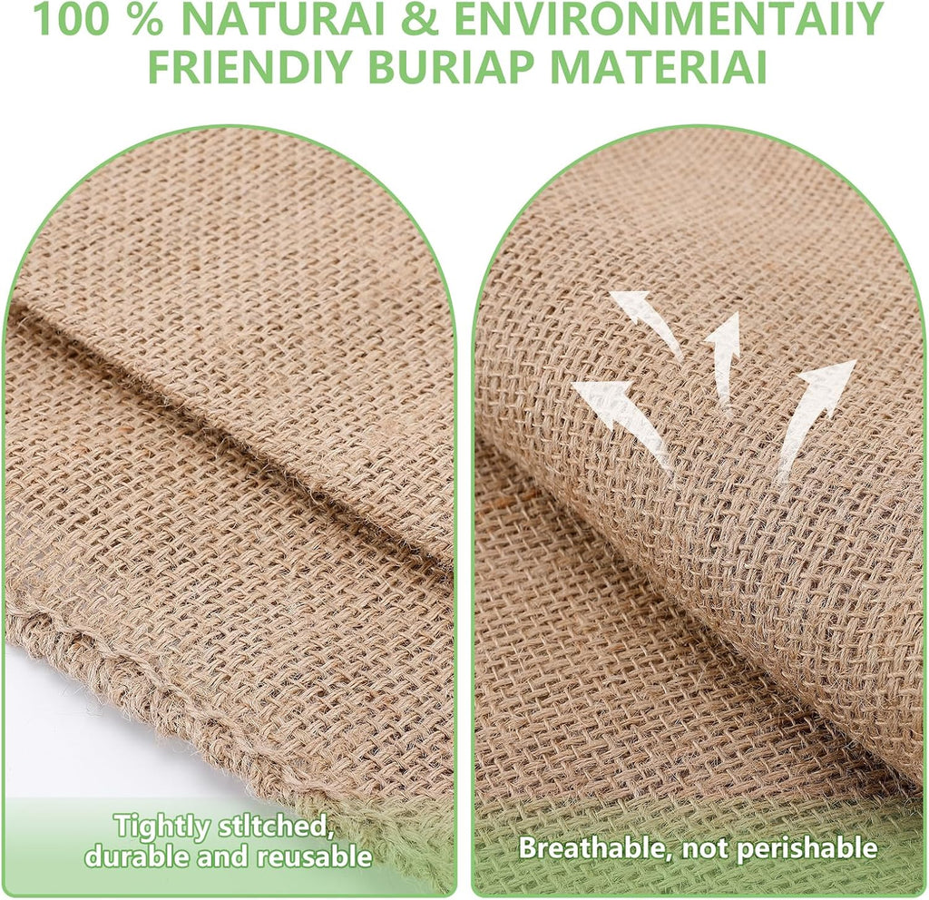 4Pcs 19.5"x35" Breathable Natural Burlap Bags with Rope for Potato Storage | Reusable, Thickened Jute Food Storage