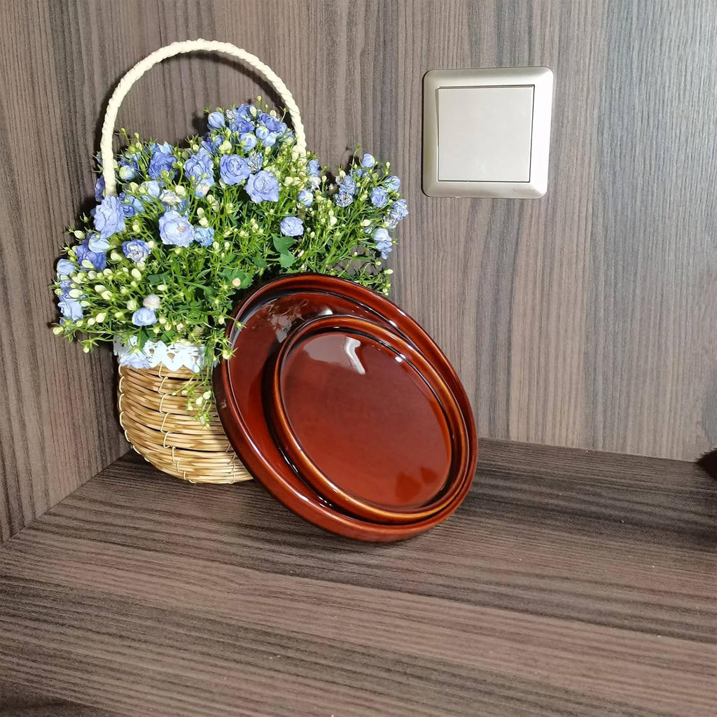 Ceramic Plant Saucer 5 Inch, 2 Pack Round Plant Saucers for Indoors/Outdoors, Flower Pot Saucers for Holding Water