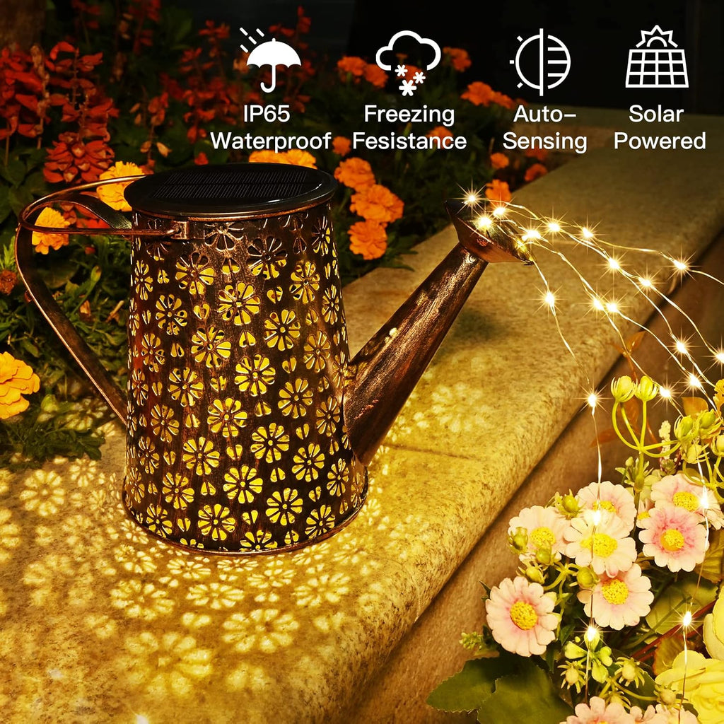 Solar Watering Can with Lights,Solar Outdoor Garden Decor Waterproof Large Hanging Lantern Landscape Lights Outside