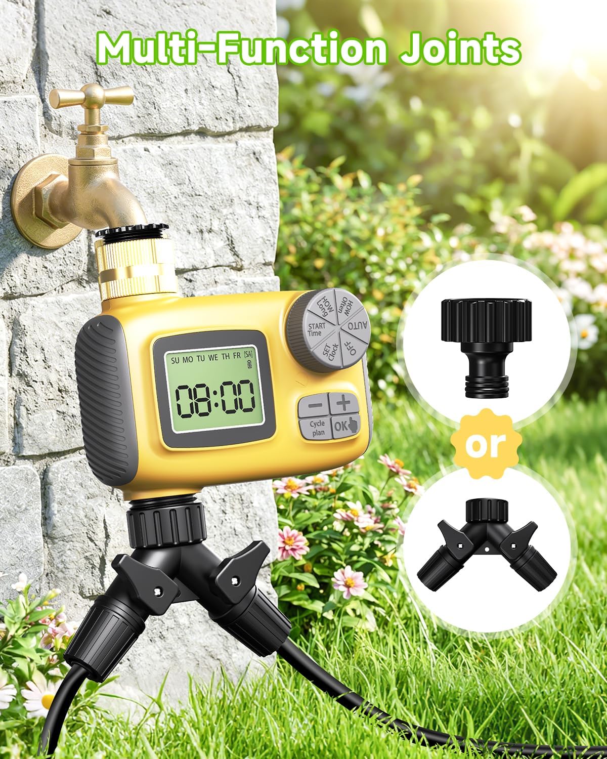 246FT Drip Irrigation System with LCD Timer, Automatic Watering System Kits,1/2 Inch Hose 1/4 Inch Distribution Tubing