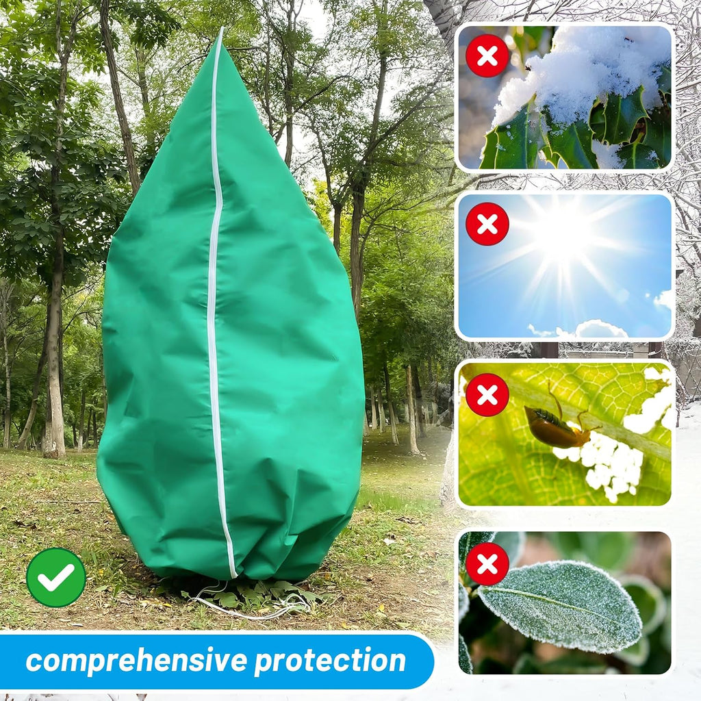 4 Pack Plant Covers Freeze Protection(71" x 47.3"),2.82 oz/sq yd Non-Woven Fabric,Frost Covers with Zipper Drawstring