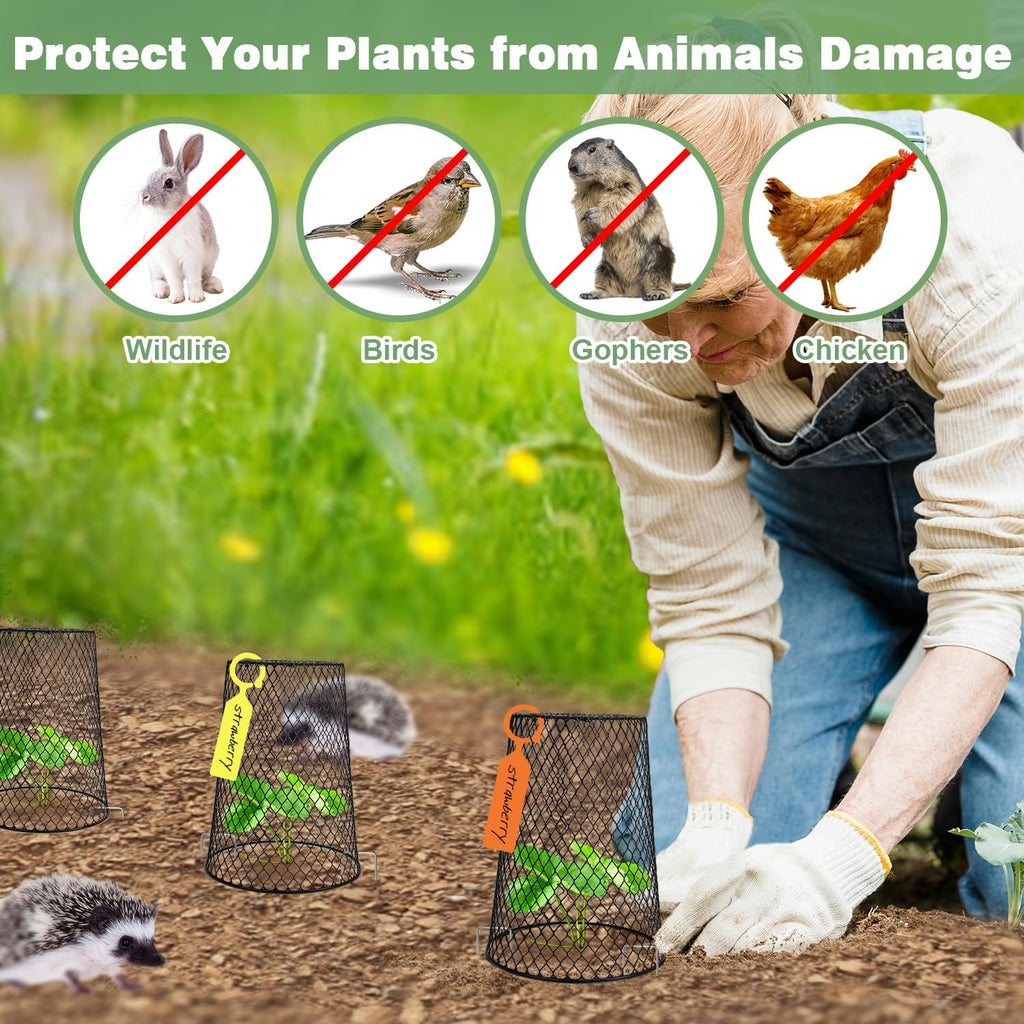 10 Pcs 6.8"×7.4" (Multiple Sizes/Quantities Available) Seedling Plant Protectors from Animals, Chicken Wire Plant Cage