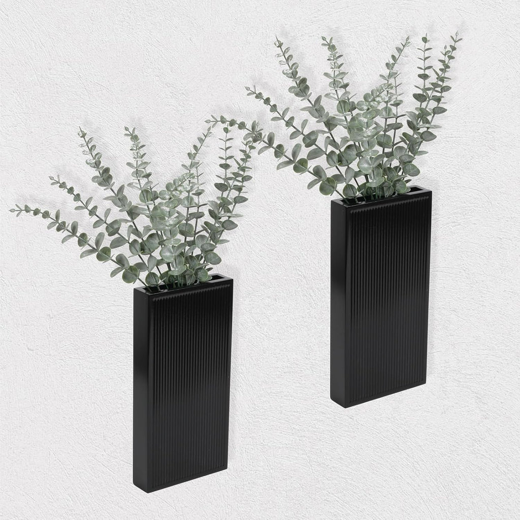 Wood Wall Planter Set of 2, Modern Wall Hanging Decor Pocket Planter for Greenery and Dried Flowers, Indoor Wood