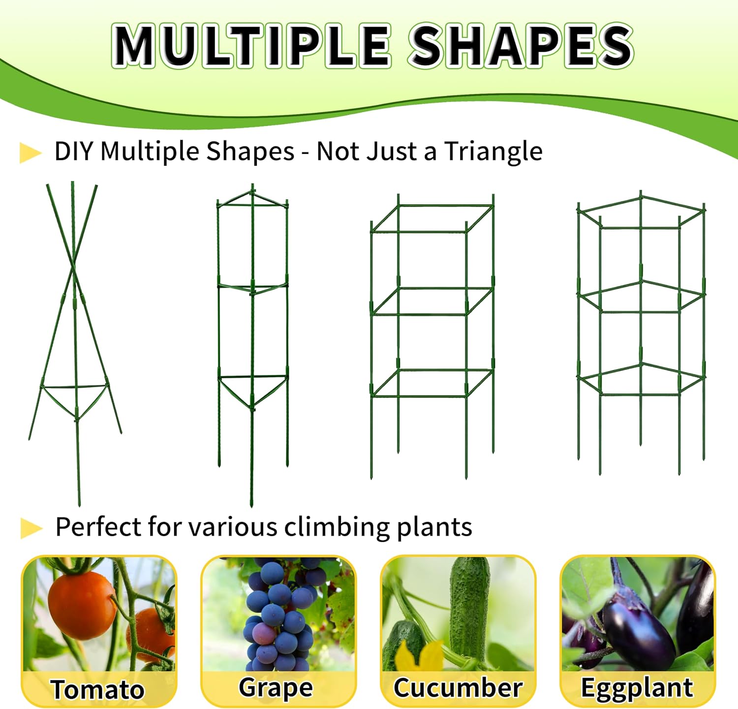 TCBWFY 6-Pack 48-Inch Adjustable Tomato Cages, Heavy-Duty Metal Plant Support Trellis for Garden and Pots, DIY Tomato
