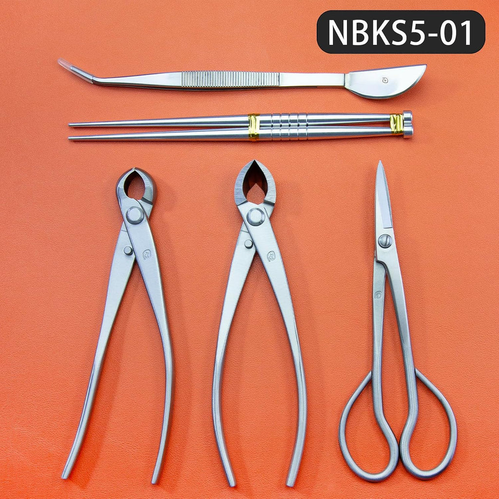 Small Size TianBonsai Bonsai Tools 5-Piece Alloy Steel Bonsai tool Kit In Cluding 180mm Long Handle Scissors / 180mm