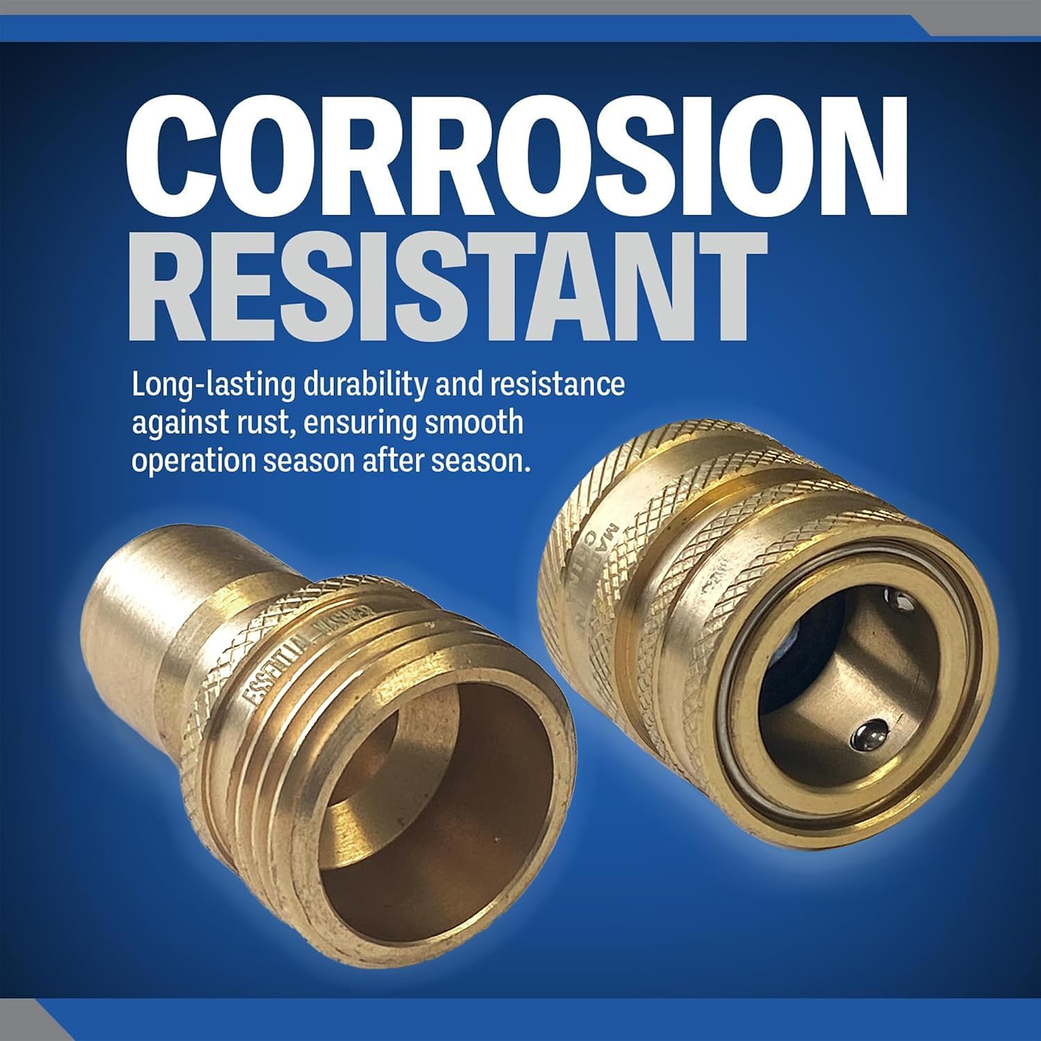 ¾” Brass Garden Hose Quick Connect Fittings | 1 Coupler & 3 Plugs Set