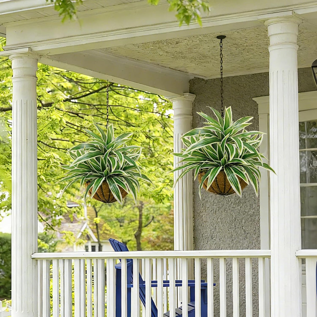 Fake Ferns,2 Planter 35in Outdoor Faux Plants UV Resistant,3D Real Touch Fake Plants Total 160 Blades,Weatherproof