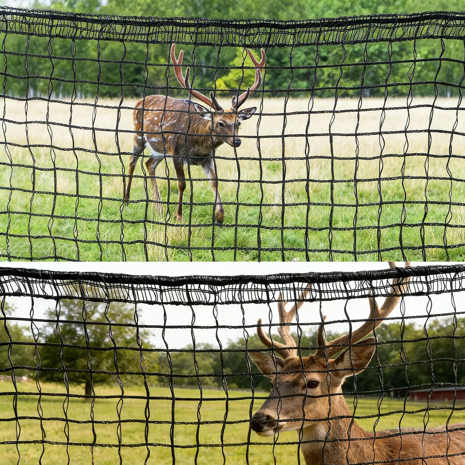 4 x 75ft Deer Fence Netting, Heavy Duty Plastic Mesh Fence Deer Netting, 55GSM Deer Fence for Garden, Reinforced Edges