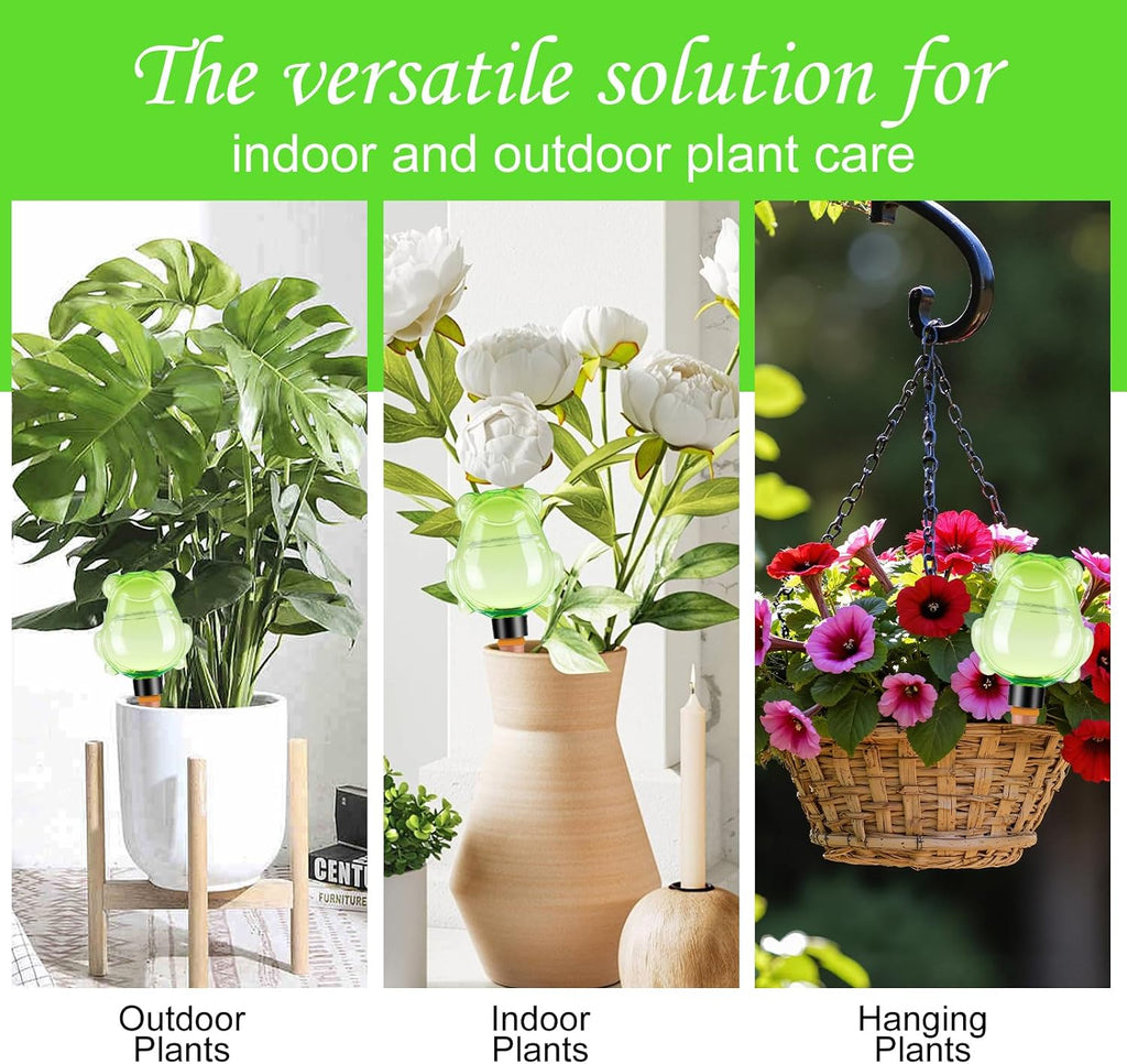 3Pcs Frog Plant Self Watering Globes for Indoor and Outdoor Plastic Water Bulbs Top Fill Plant Watering Globes Slow