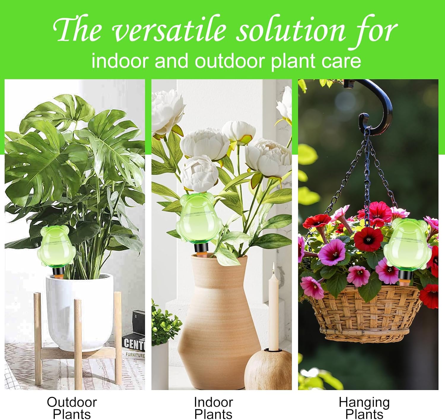 3Pcs Frog Plant Self Watering Globes for Indoor and Outdoor Plastic Water Bulbs Top Fill Plant Watering Globes Slow