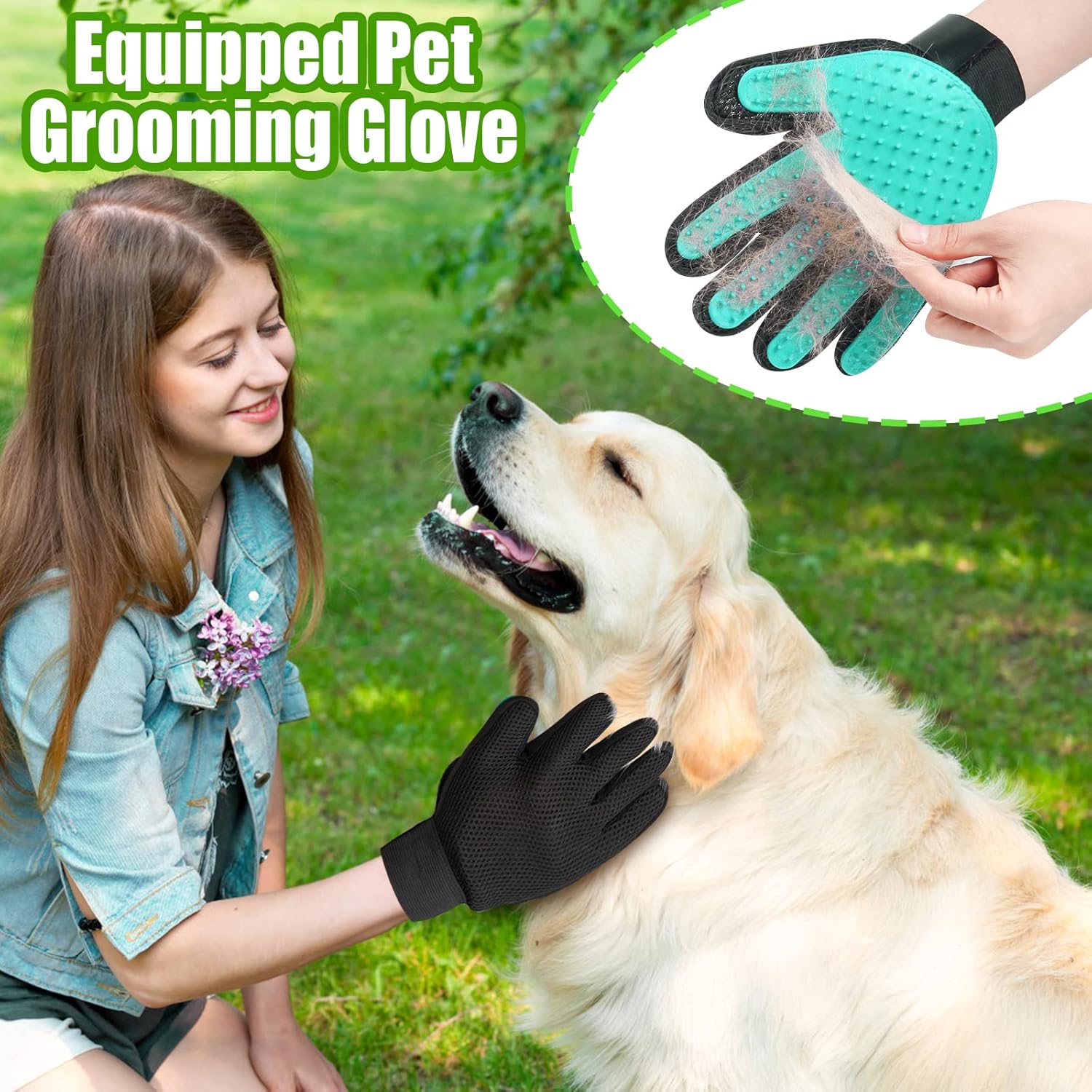 Upgraded Dog Wash Hose Attachment, 8-in-1 Sprayer Mode Garden Hose Nozzle | with Pet Grooming Glove, 100cc Soap