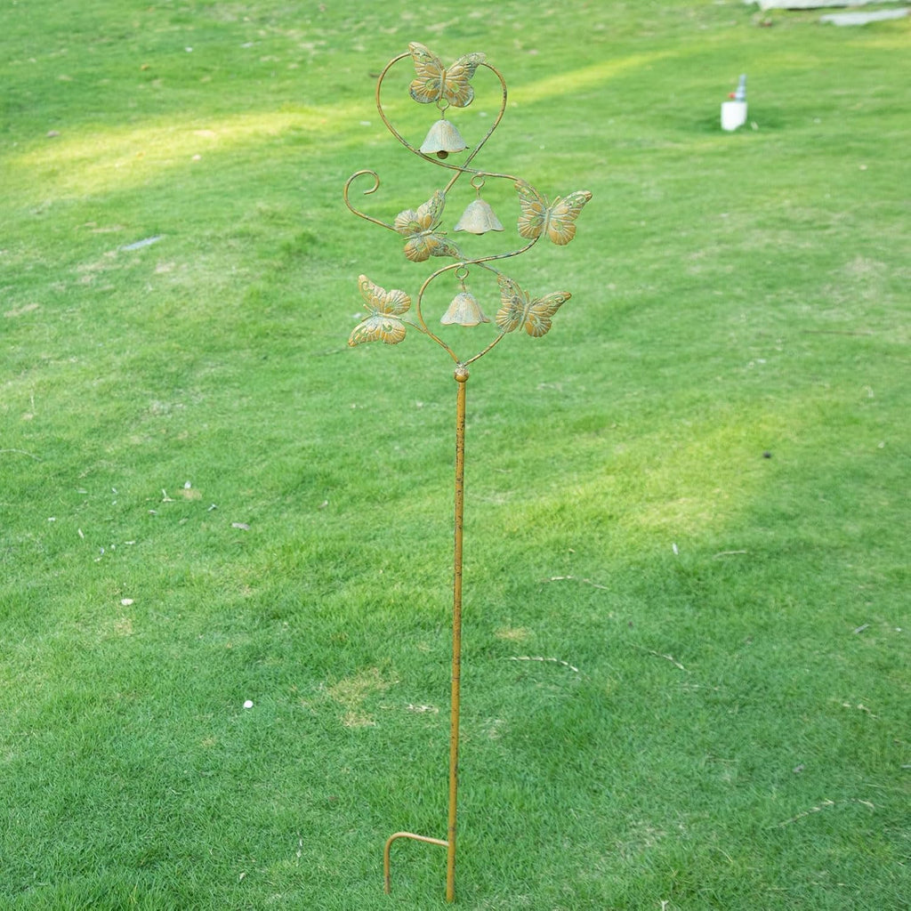Butterflies Metal Garden Decor,Outdoor Decorative Garden Stakes with Bells | 47.6"H Butterfly Garden Stakes,Yard