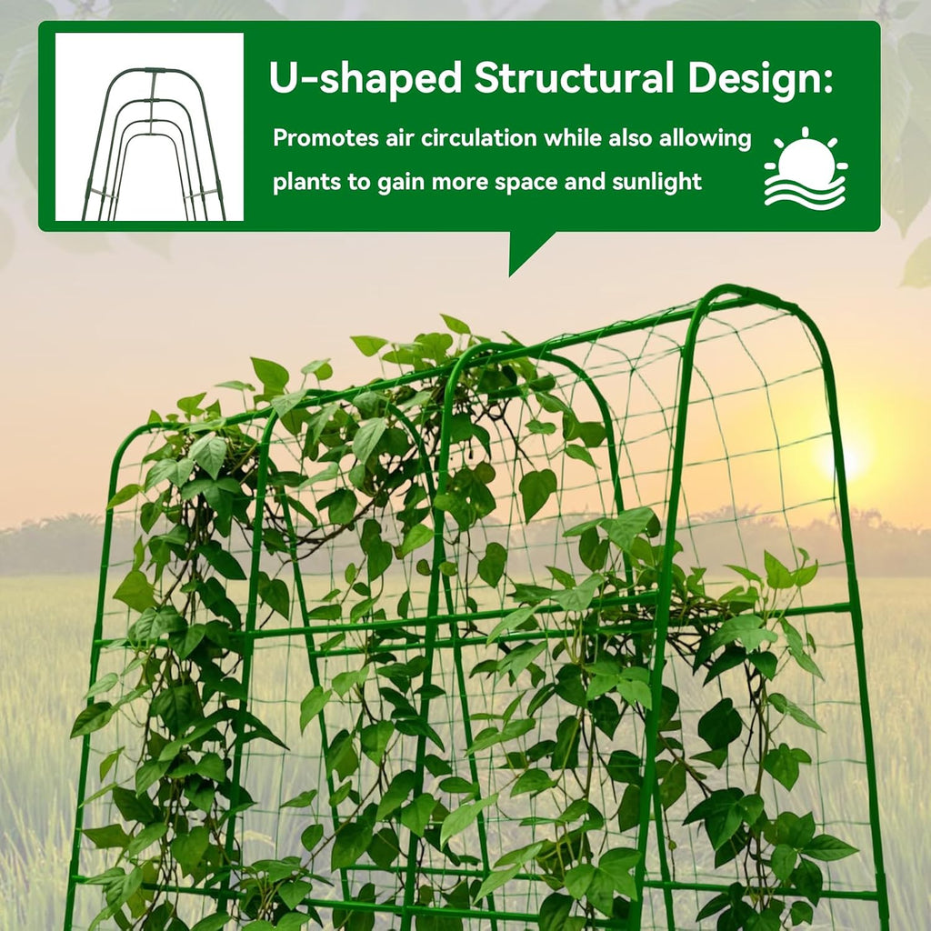 Cucumber Trellis - 62.4"*50" Cucumber Trellis for Raised Bed with Plastic-Coated Steel Pipe, U-Shape Garden Trellis for
