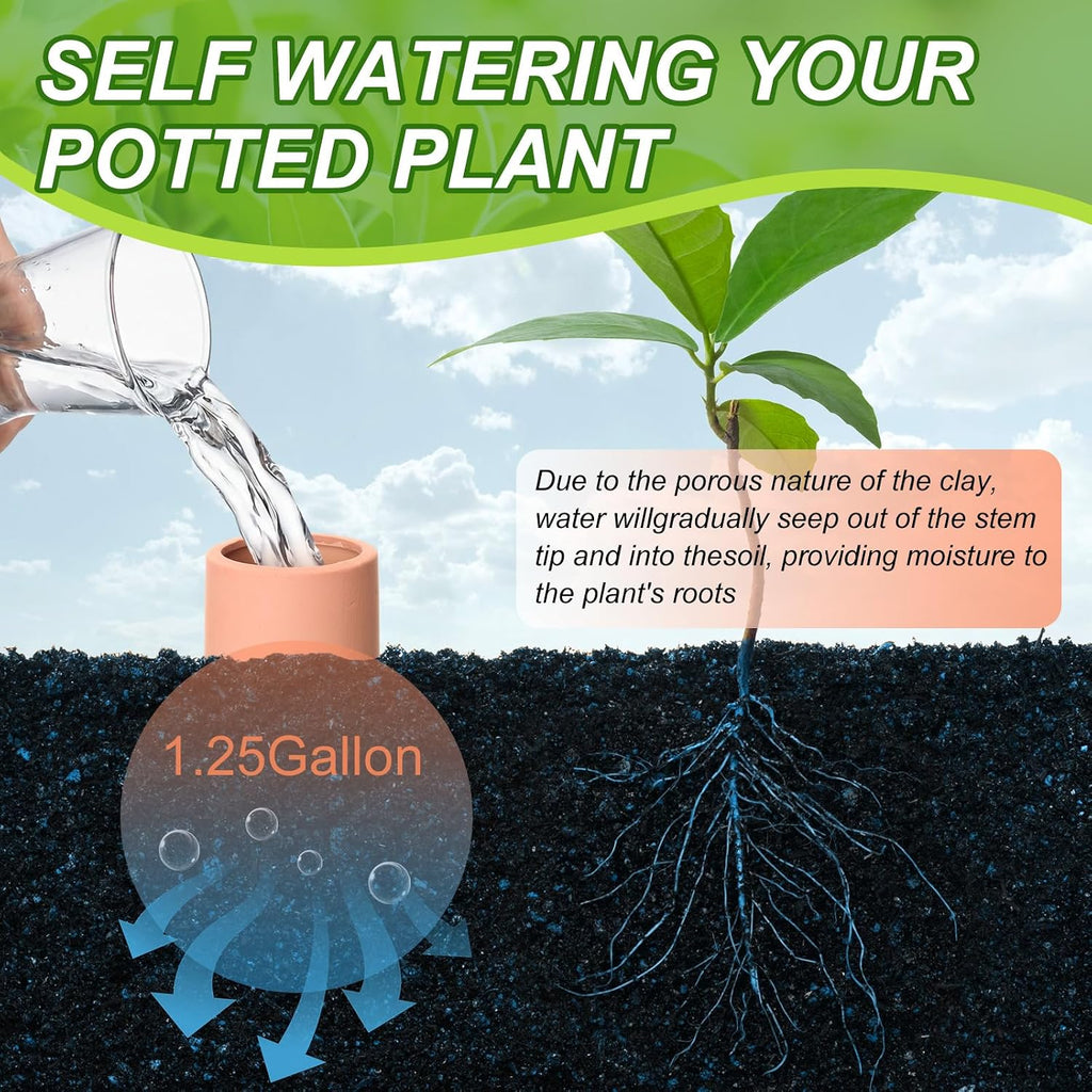 1.25 Gallon Large Olla Terracotta Watering Pots with Lid Self Watering Pots Water Dripper Automatic Plant Irrigation