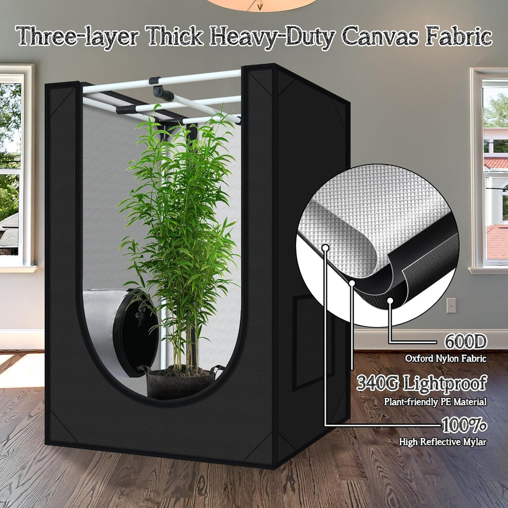 zazzy 2'x2' Grow Tent 24"x24"x36" Hydroponic Mylar Growing Tent | Reflective Garden Grow Dark Room with Observation