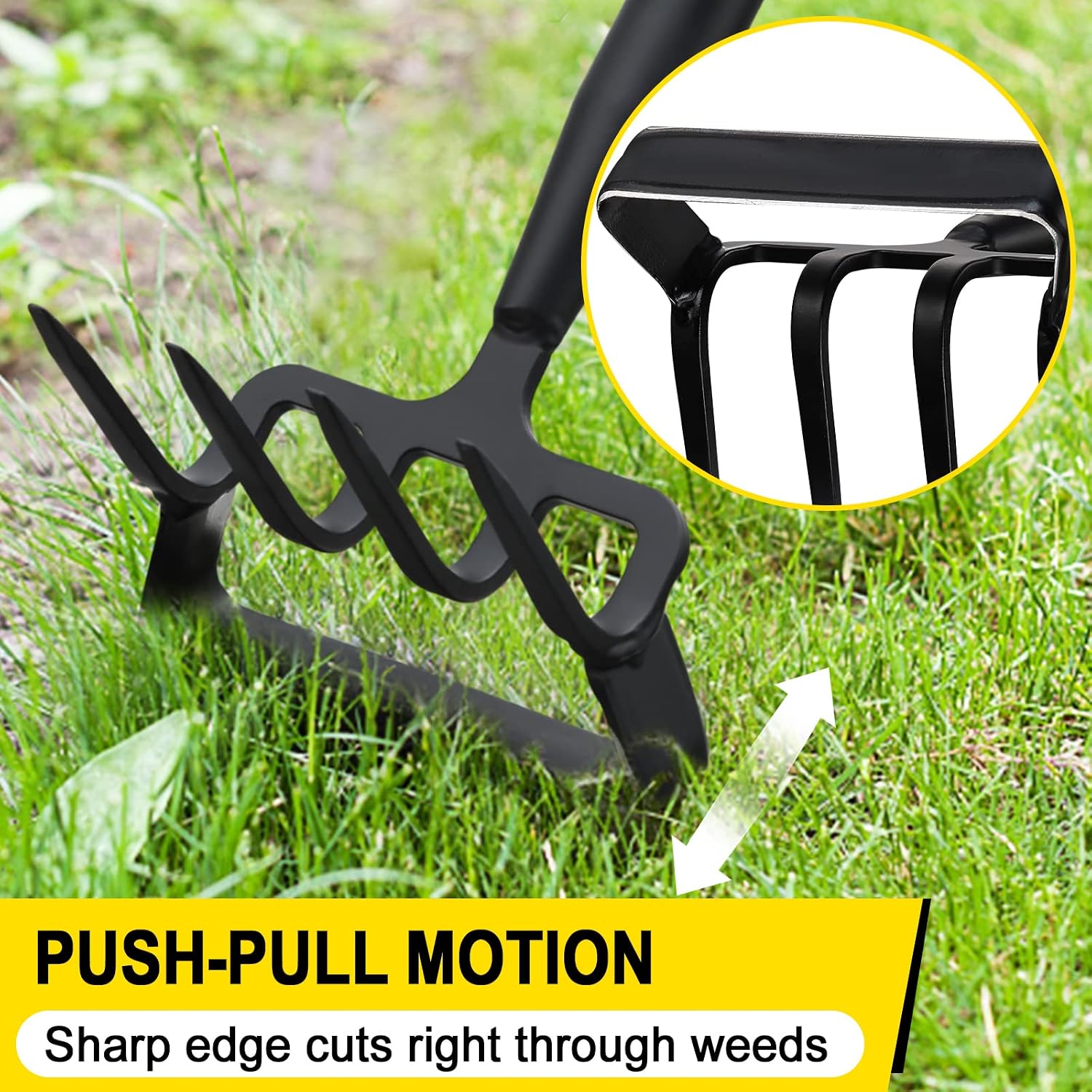 Garden Hoe, Heavy Duty Hula Hoe Garden Tool for Weeding, 62 Inch Cultivator Stirrup Hoe with Adjustable Long Handle