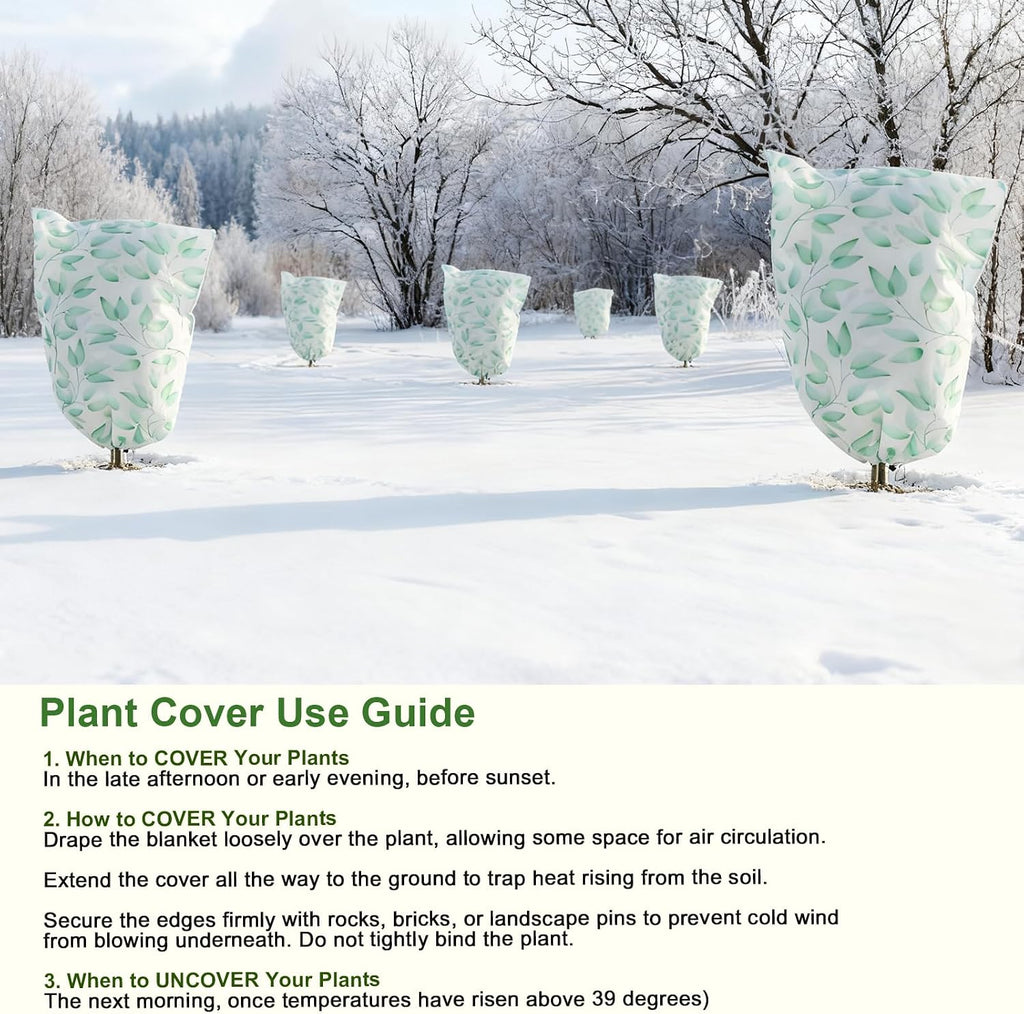 4 Pack Plant Covers Freeze Protection Winter Frost Covers with Zipper Drawstring Reusable Frost Cloth for Outdoor