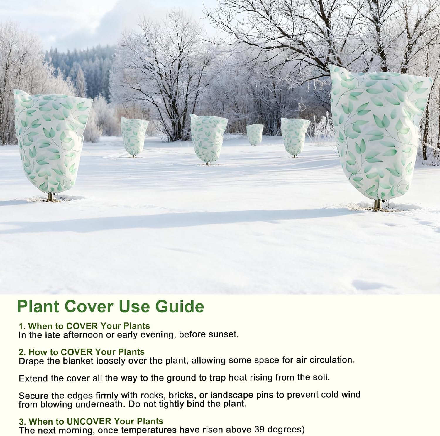 4 Pack Plant Covers Freeze Protection Winter Frost Covers with Zipper Drawstring Reusable Frost Cloth for Outdoor