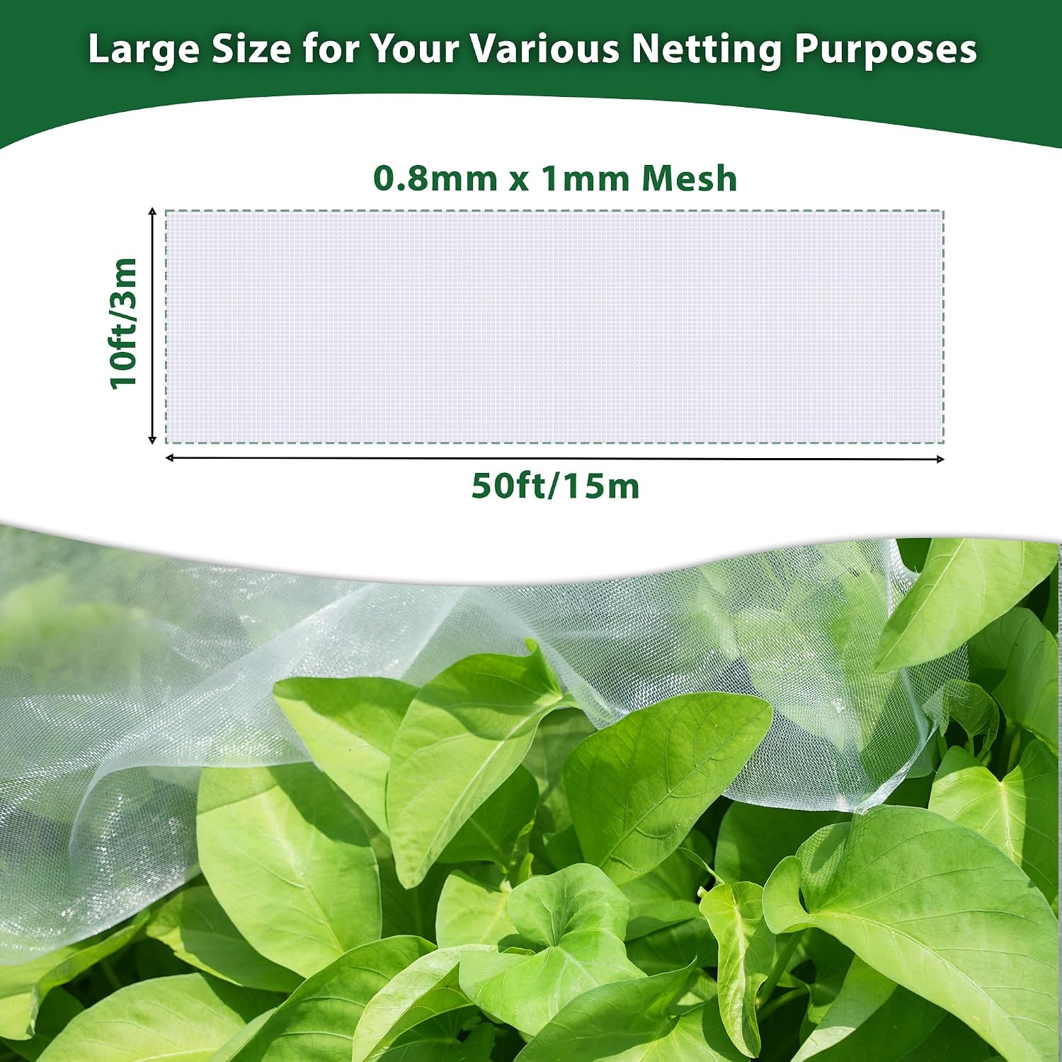 10 * 50FT Ultra Fine Garden Mesh Netting Pest Barrier, White Plant Covers for Outdoor Patio Greenhouse Crops Vegetables