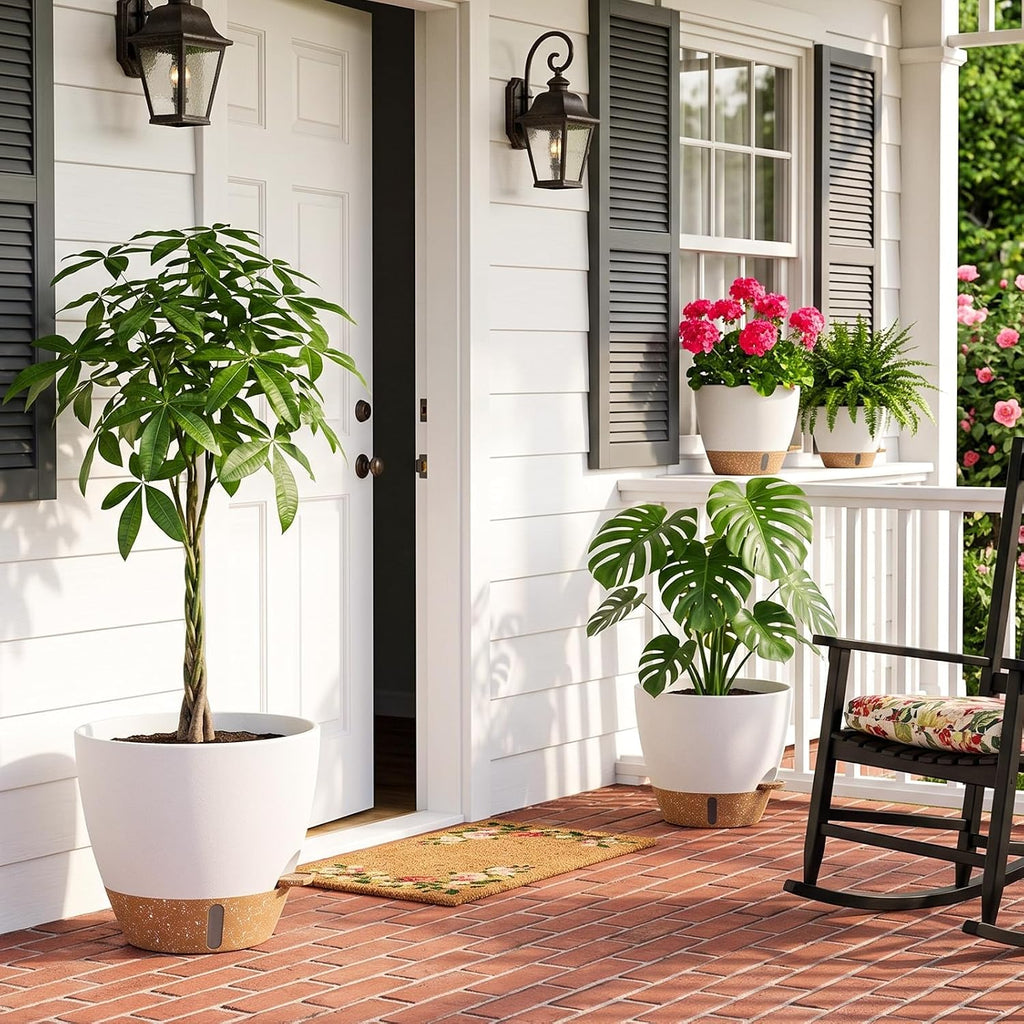 Plant Pots, 12" 10" 6" 8" Inch Self Watering Pots with Water Level Indicator, Set of 5 Flower Pots Indoor with Drainage