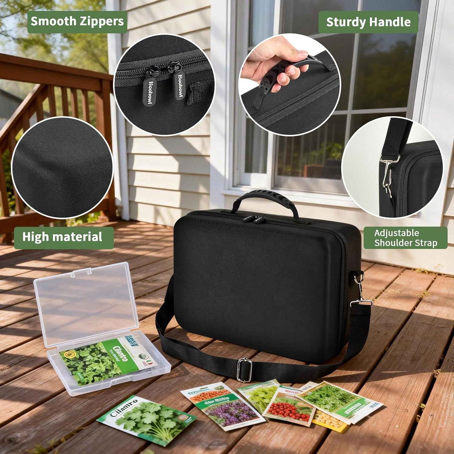 Seed Storage Organizer Case 36-Slot Hard Shell Seed Packet Holder Label Kit | Seed Packet Organization Keeps Vegetable
