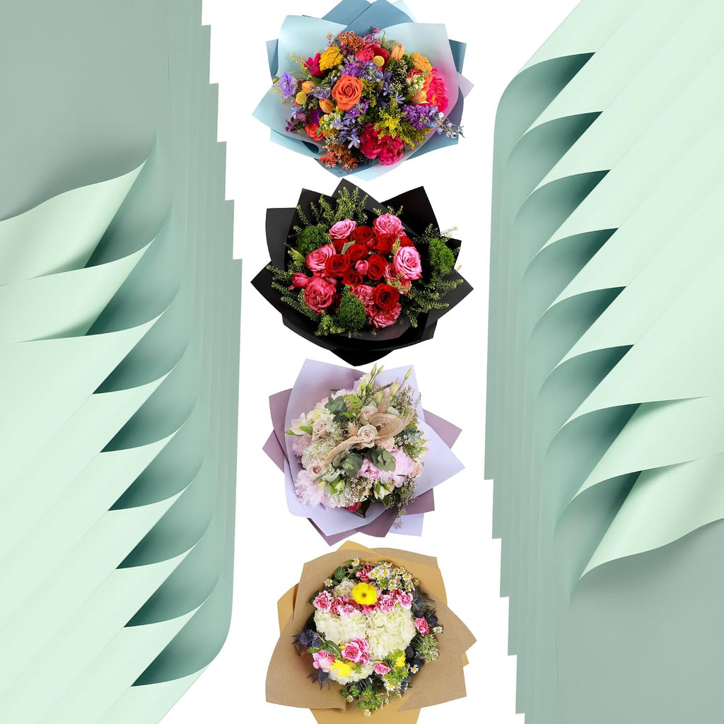 the florist Supply 20 Sheets Premium Flower Wrapping Paper | Waterproof Flower Wrapping Paper for Bouquets | Double Sided Floral Bouquet Sheets | DIY Gifts Colorblend Ocean Spray