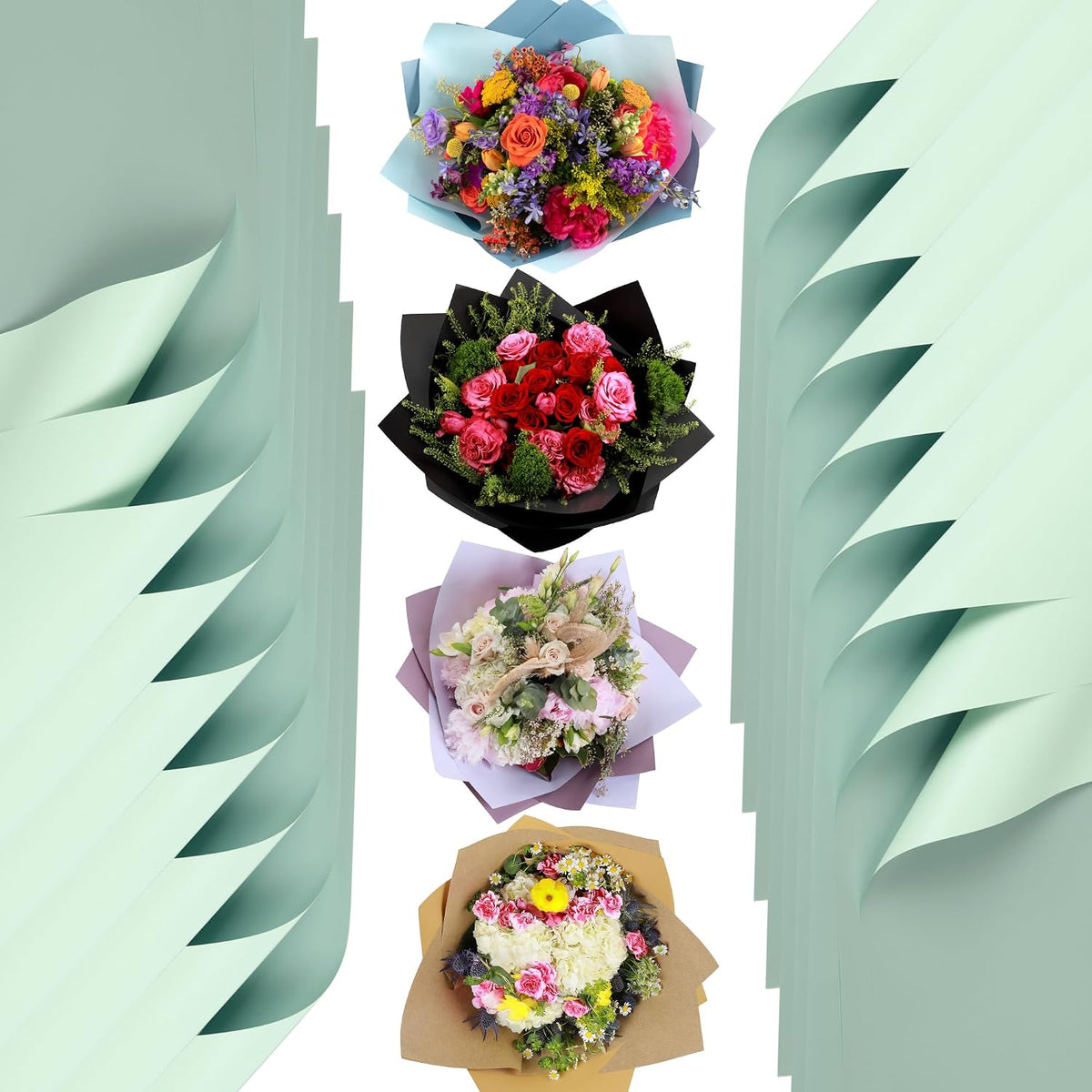the florist Supply 20 Sheets Premium Flower Wrapping Paper | Waterproof Flower Wrapping Paper for Bouquets | Double Sided Floral Bouquet Sheets | DIY Gifts Colorblend Ocean Spray