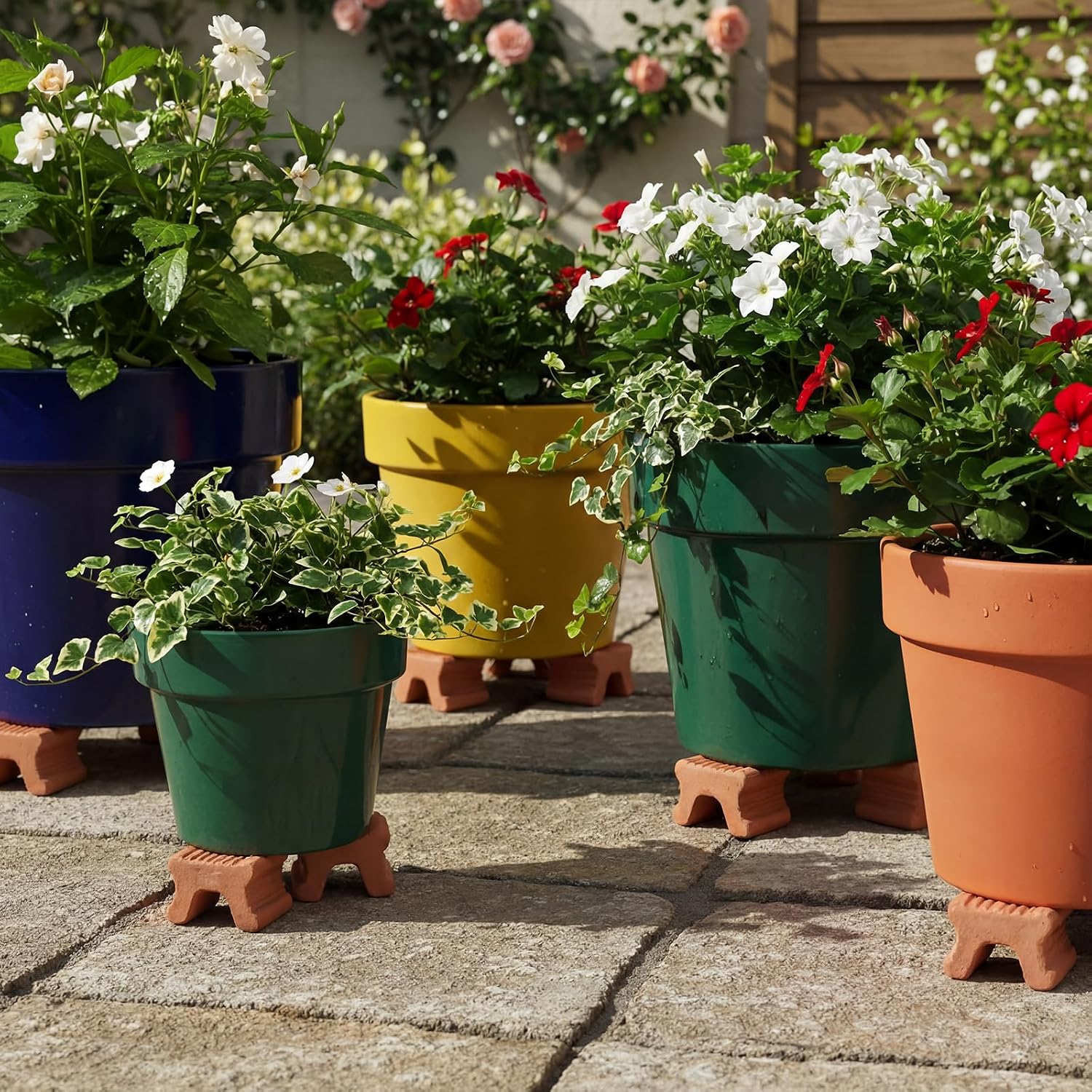 LemonRoad 6 Set Terra Cotta Cement Pot Feet for Outdoor Planters, 1.6" H | Plant Pot Risers for 14"-20" Pots, Pot
