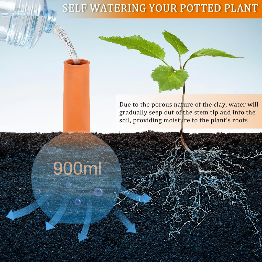 30 Oz Ollas Terracotta Watering Pots Large, Plant Watering Globes, Self-Watering Device, Terracotta Clay Watering Pot