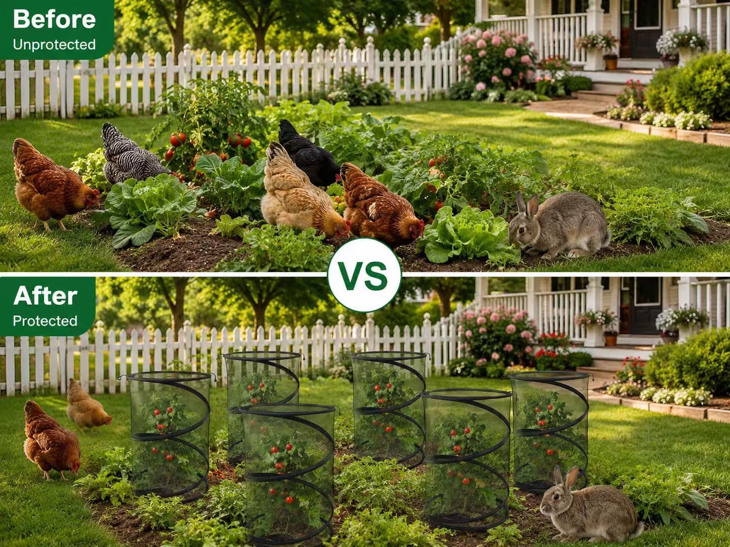 5 Pack Pop Up Insect Barrier Plant Cover, 20''H x 13''D Pop Up Fine Mesh Plant Protector with 24 Stakes 36 Labels Carry