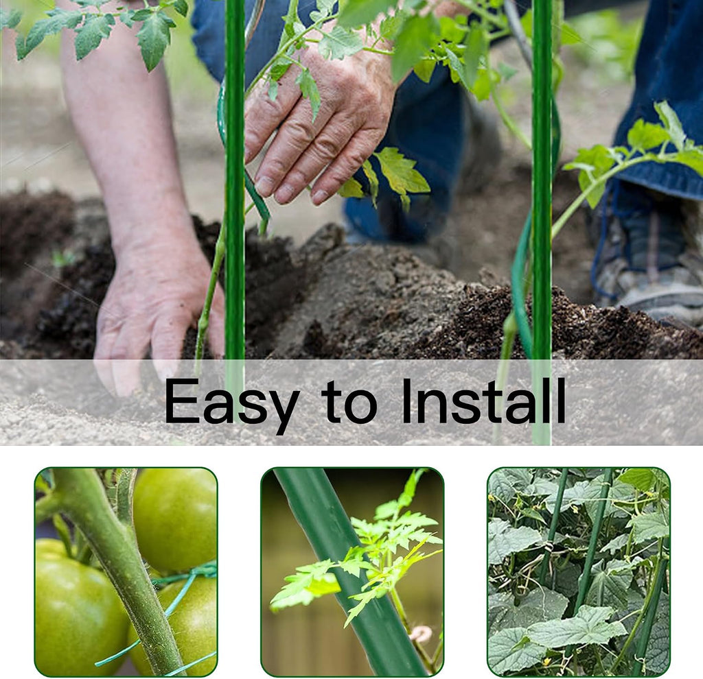 Garden Stakes 3ft, 3 Feet Metal Plant Stakes 30 Pack for Gardening and Farm, Plastic Coated Plant Support for Tomato