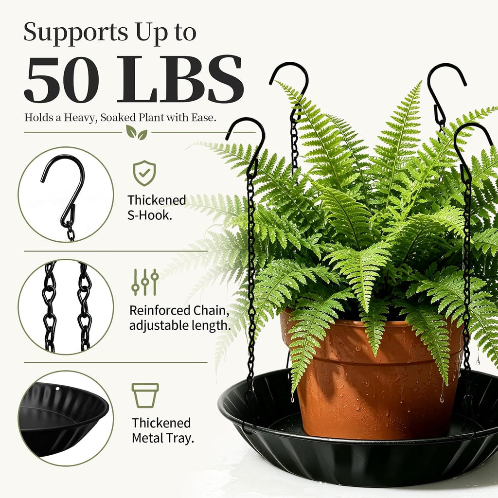 Plant Hanger Indoor Outdoor 4-Pack Metal Hanging Planter for Indoor Plants | Planter Inserts for Large Pots, Plant