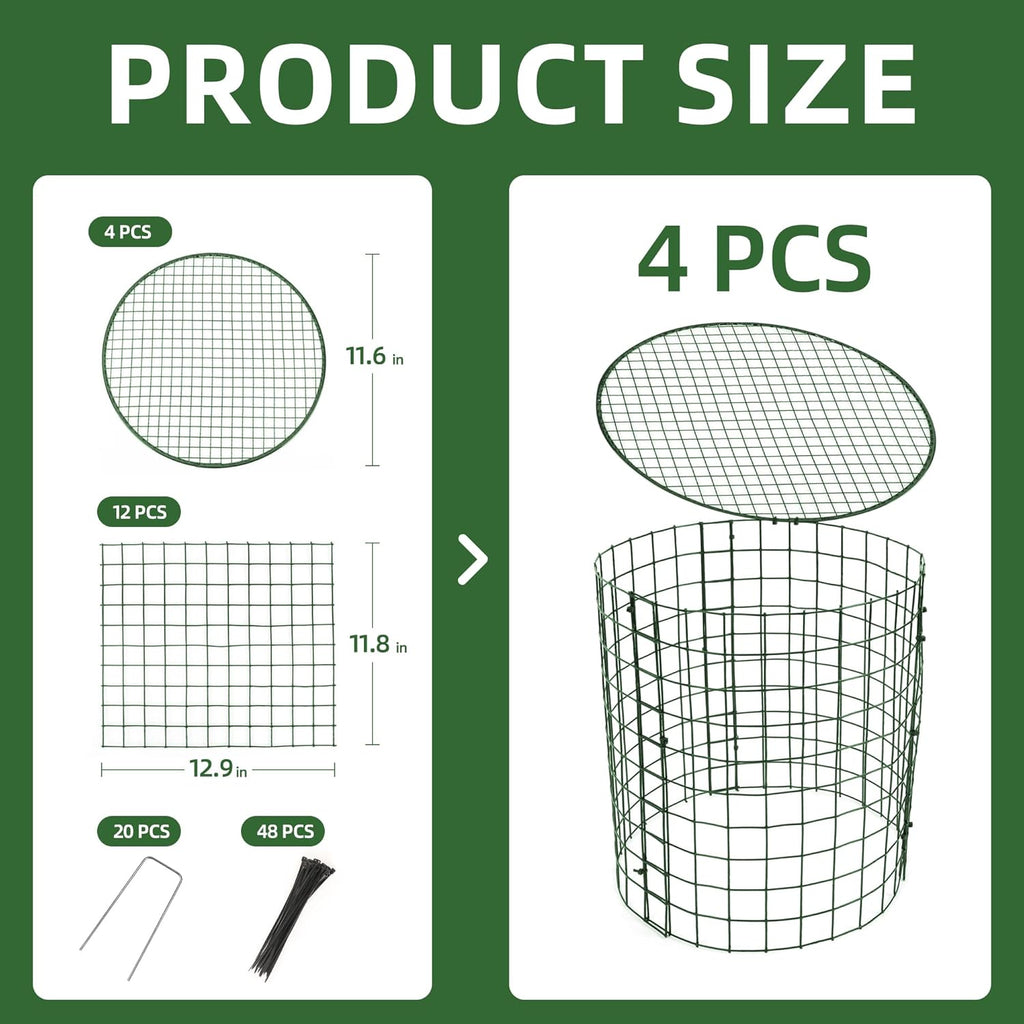4 Sets of DIY Metal Plant Protectors from Deer, Garden Fencing Animal Barrier Size 11.8 * 12.9 inches, Mesh Plant Cage