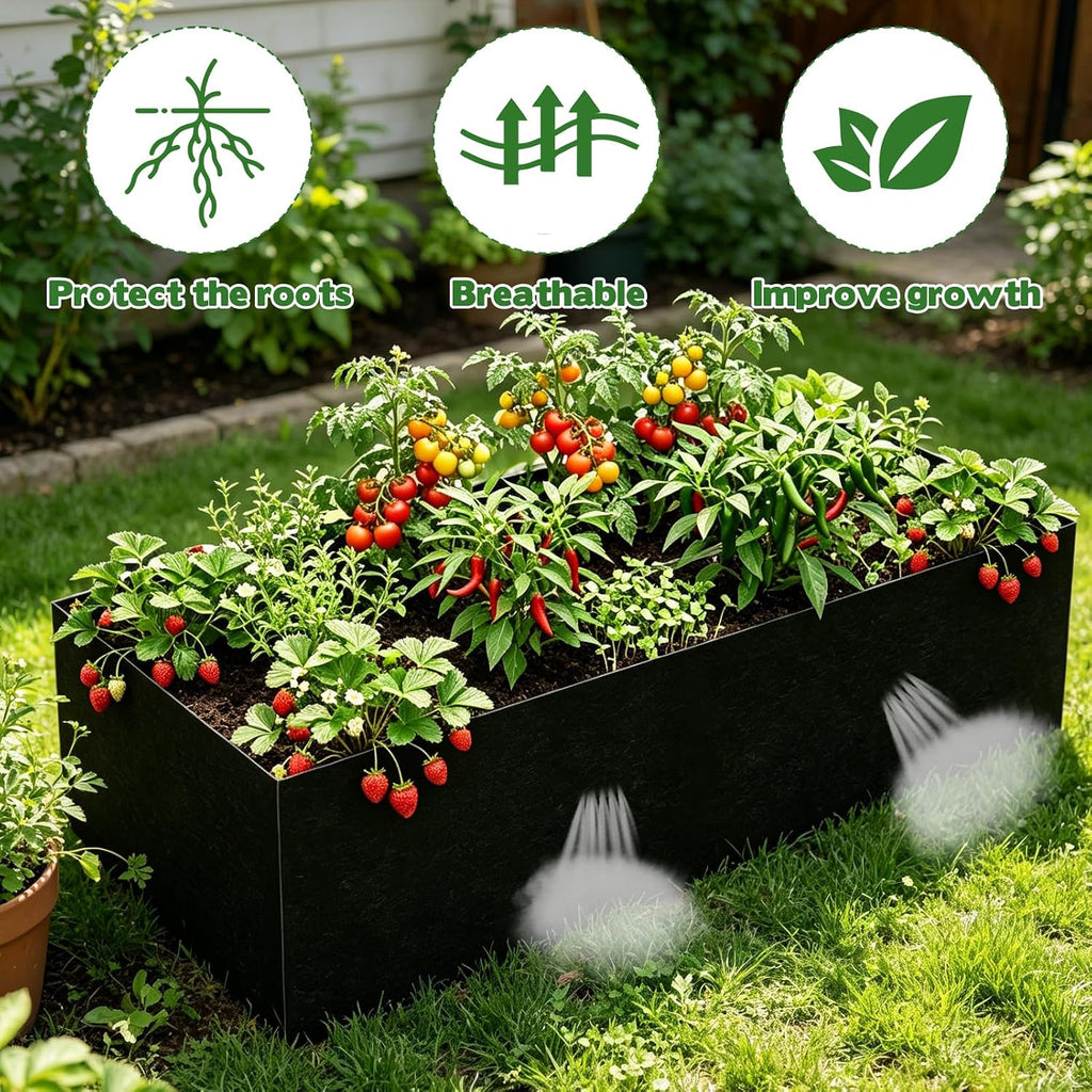 2 Sets Raised Garden Bed Liner Bag, 4 x 2 x 1 ft Breathable Grow Bed Fabric Liners with Clips Gloves, Garden Grow Bed