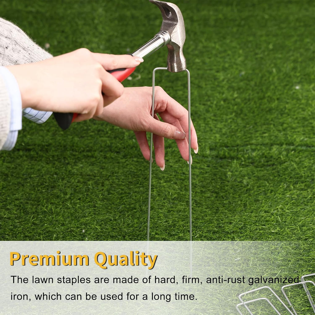 HongWay 120 Pack Landscape Staples 12 Inch, Galvanized Garden Stakes | 11 Gauge Metal Tent Stakes Heavy Duty Extra Long