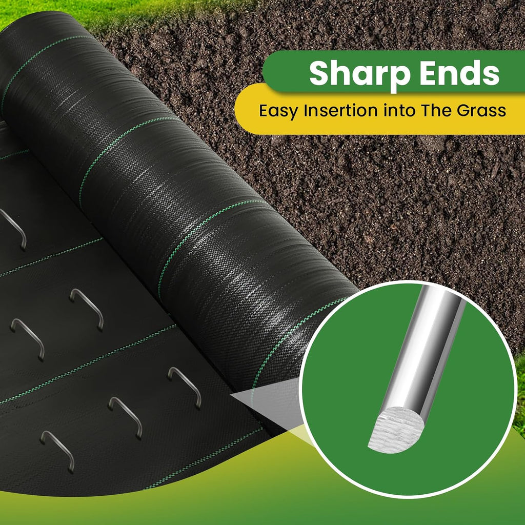 Landscape Staples Galvanized 8 Inch 120 Pcs, Metal Garden Stakes 1.6 Inch, Garden Staples for Lawn 11 Gauge