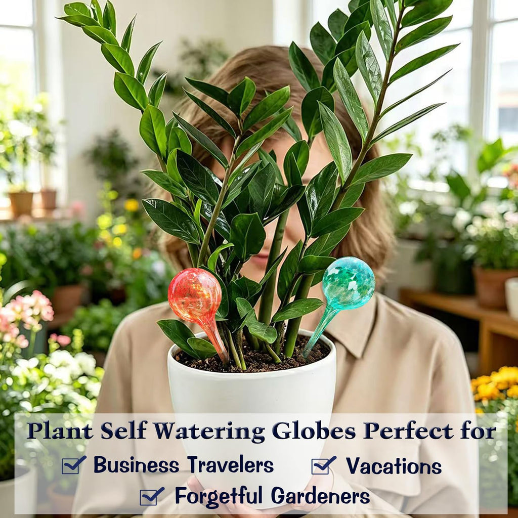 Plant Watering Globes - 6 Pack Colorful Glass Self Watering Bulbs for Plants, Automatic Plant Watering Devices for