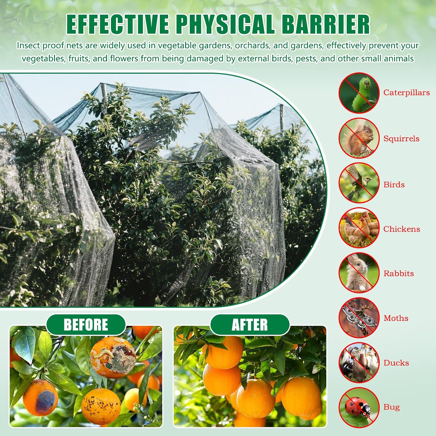 10 X 50 FT Black Thicker Garden Mesh Netting Pest Barrier for Raised Beds | Fruit Tree Netting for Cicadas Bird Insect