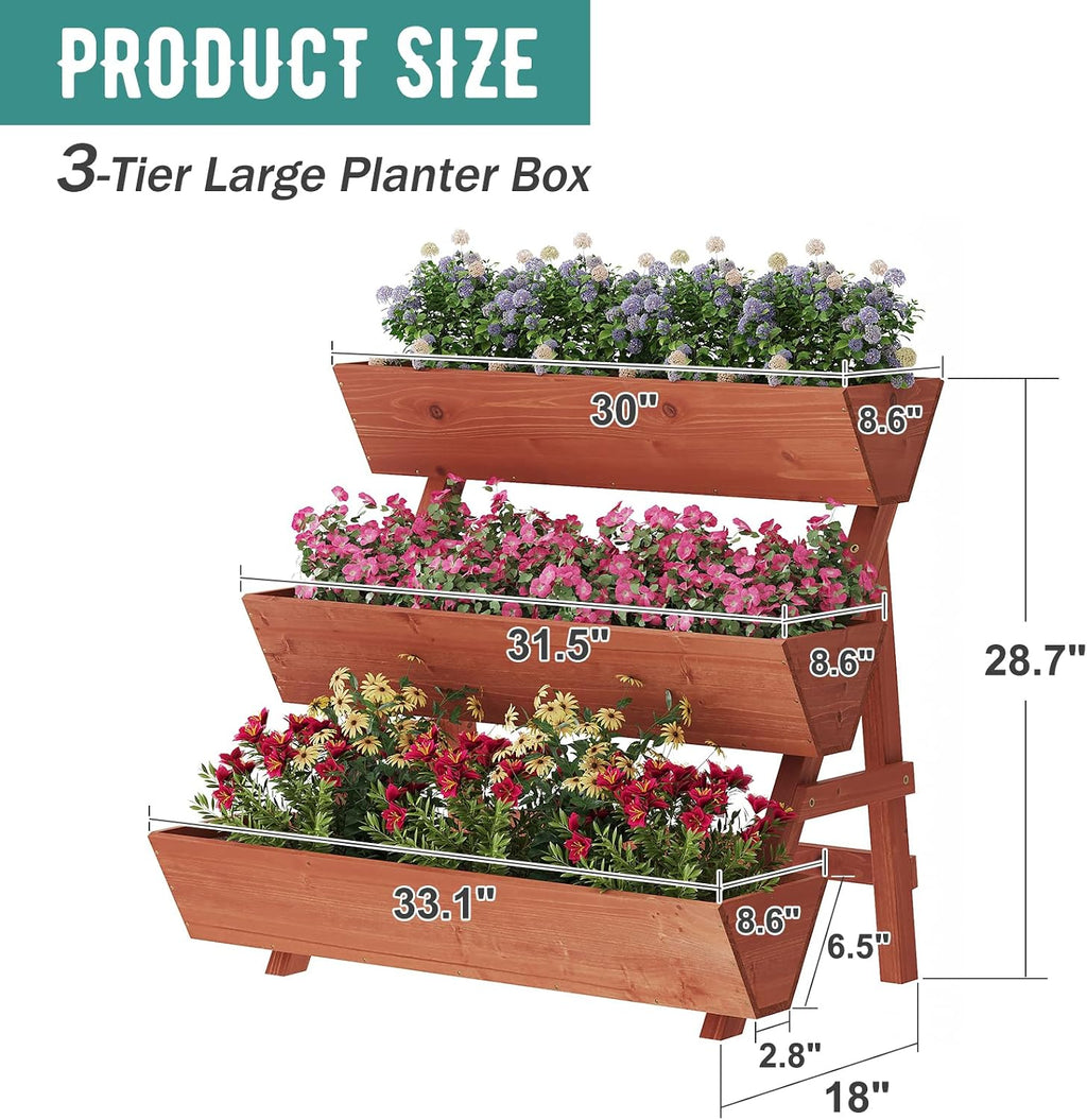 viewcare Raised Garden Bed, 3 Tier Vertical Garden Planter for Indoor & Outdoor, Raised Planter Box with Legs, Garden